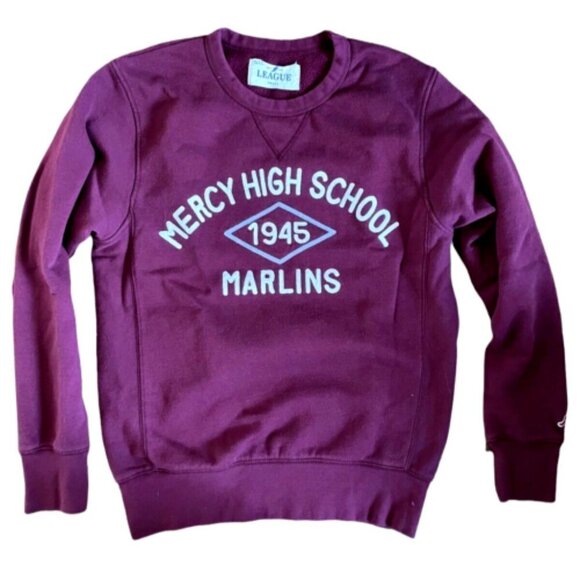 Vtg 90s Mercy High School Michigan Reverse Weave Crew Sweatshirt S - Picture 1 of 5